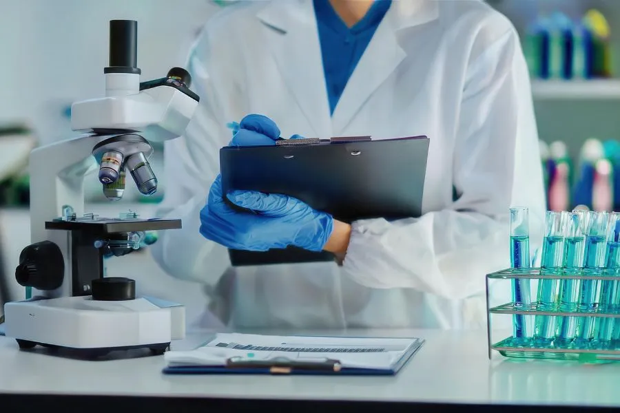 research lab with equipment and scientist